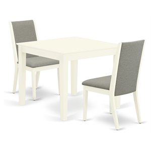 East West Furniture Oxford 3-piece Wood Dining Set in Linen White/Shitake