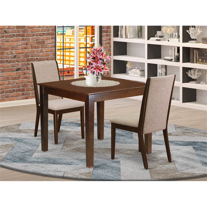 East West Furniture Oxford 3-piece Wood Dining Set in Mahogany/Light Tan