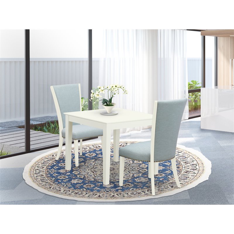 East West Furniture Oxford 3-piece Wood Dining Room Set in Linen White