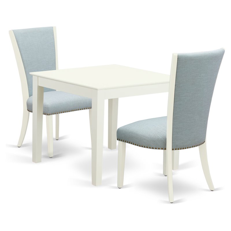 East West Furniture Oxford 3-piece Wood Dining Room Set in Linen White