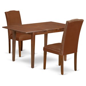 East West Furniture Picasso 3-piece Wood Dining Set in Mahogany