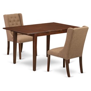 East West Furniture Picasso 3-piece Wood Dining Set in Mahogany/Light Sable