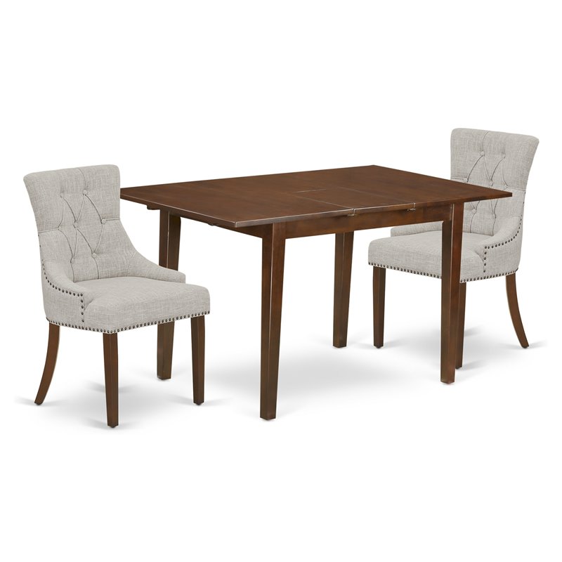 East West Furniture Picasso 3-piece Wood Dining Set in Mahogany/Doeskin