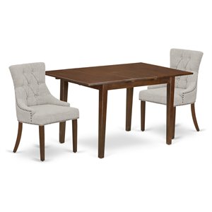 East West Furniture Picasso 3-piece Wood Dining Set in Mahogany/Doeskin