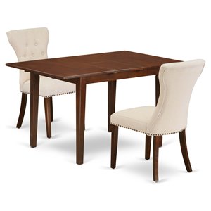 East West Furniture Picasso 3-piece Wood Dining Set in Mahogany/Light Beige