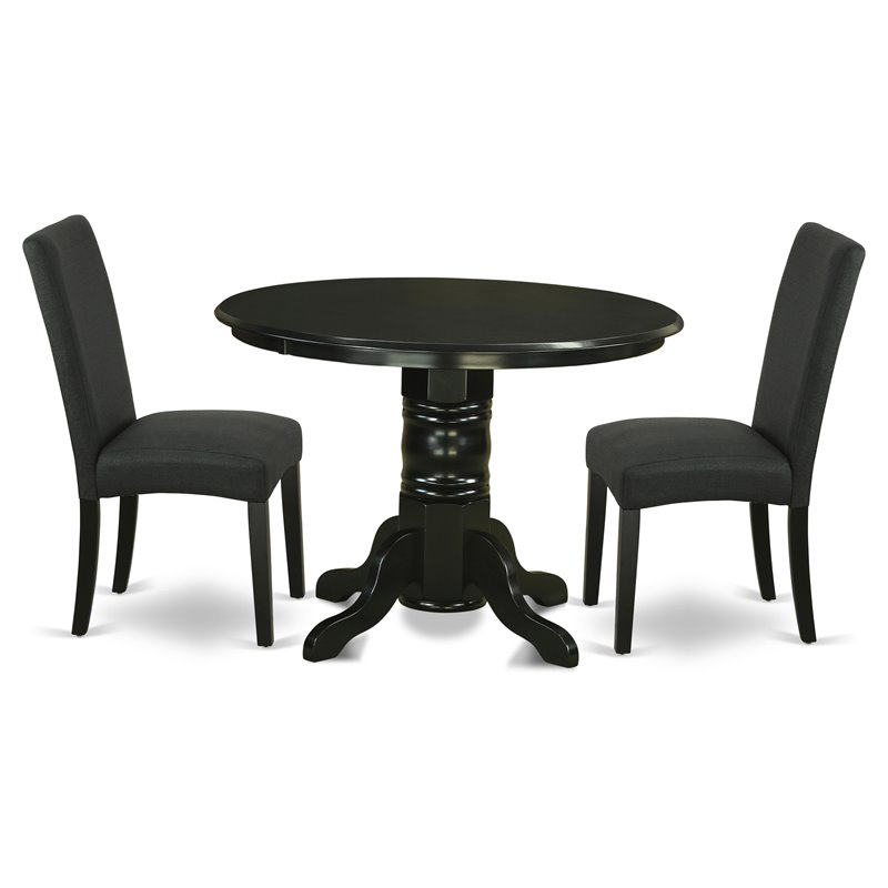 East West Furniture Shelton 3-piece Wood Dining Set in Black