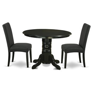 East West Furniture Shelton 3-piece Wood Dining Set in Black