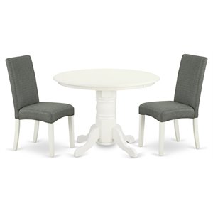 East West Furniture Shelton 3-piece Wood Dining Set in Linen White/Gray