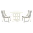 East West Furniture Sudbury 3-Piece Wood Dining Set in Linen White