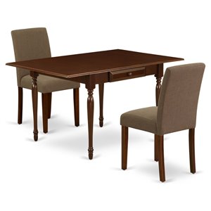East West Furniture 3-piece Wood Dining Table Set in Mahogany