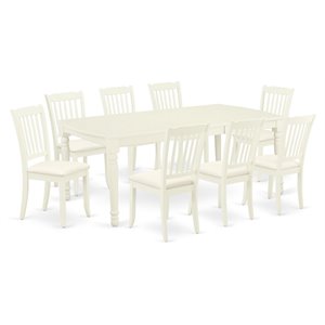 East West Furniture Dover 9-piece Wood Dinette Table Set in Linen White