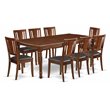 East West Furniture Dover 9-piece Wood Dining Set w/ Leather Chairs in Mahogany
