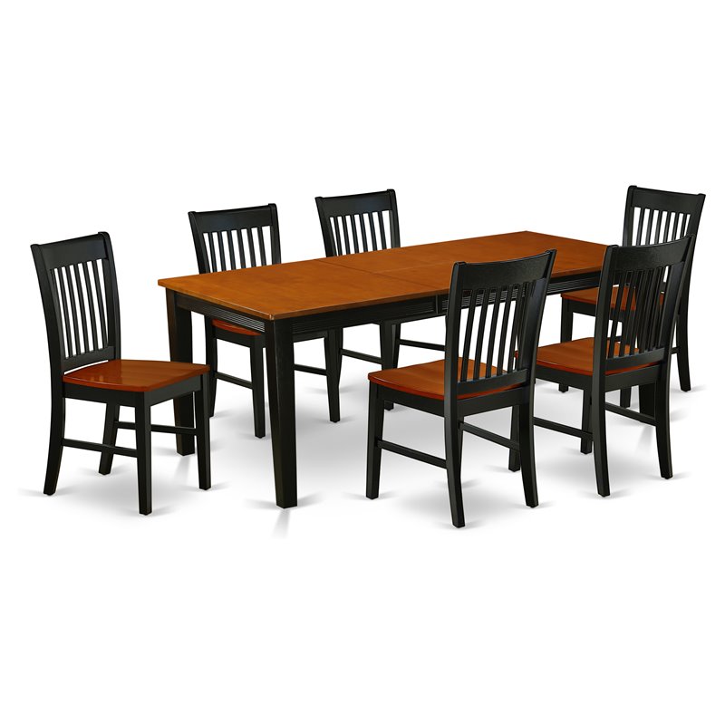 East West Furniture Quincy 7-piece Wood Dining Room Set in Black/Cherry