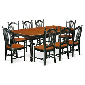 East West Furniture Dover 9-piece Wood Dining Set in Black/Cherry