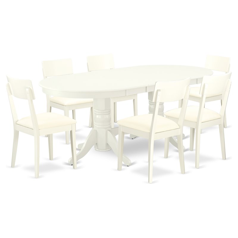 East West Furniture Vancouver 7-piece Dining Set with Leather Seat in White