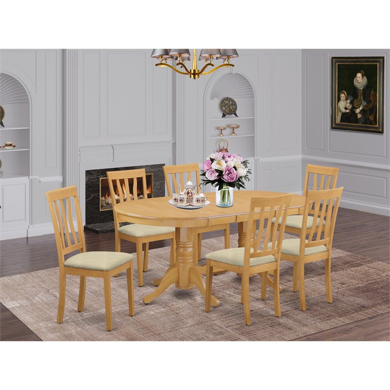 East West Furniture Vancouver 7-piece Wood Kitchen Set in Oak