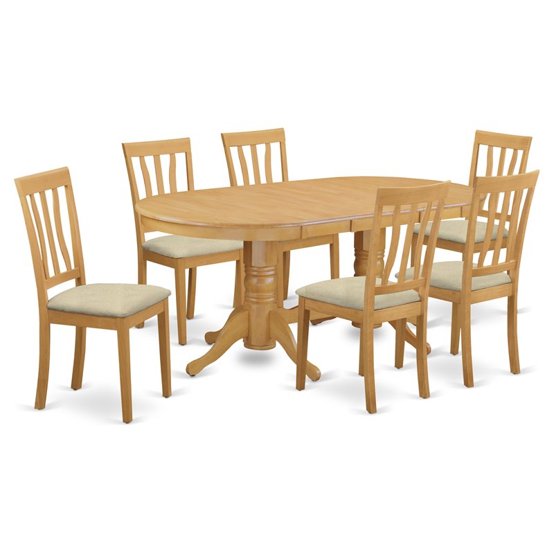 East West Furniture Vancouver 7-piece Wood Kitchen Set in Oak
