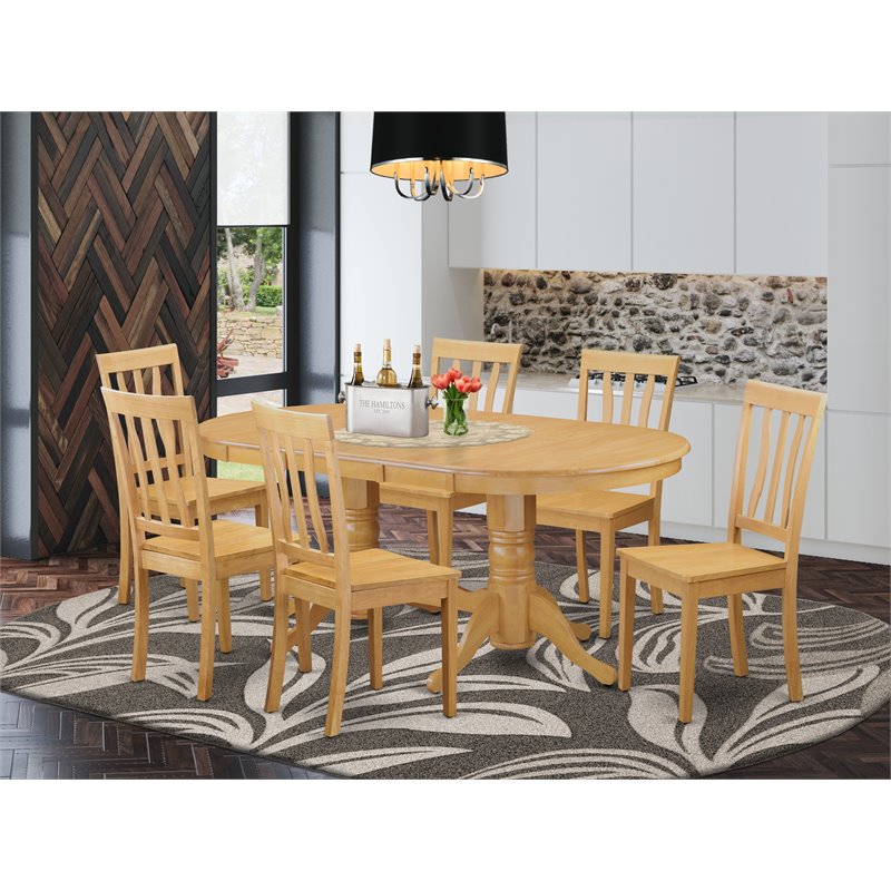 East West Furniture Vancouver 7-piece Wood Kitchen Table Set in Oak