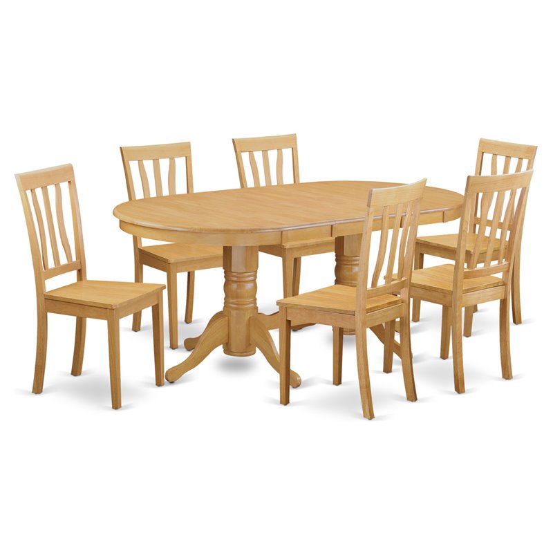 East West Furniture Vancouver 7-piece Wood Kitchen Table Set in Oak