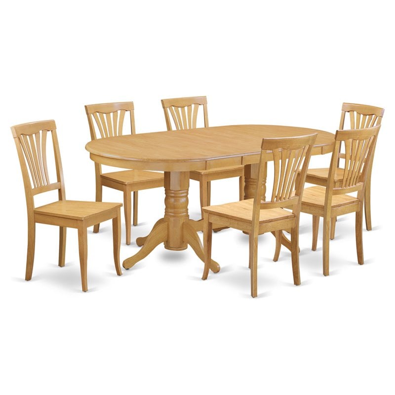 East West Furniture Vancouver 7-piece Wood Dining Room Set in Oak