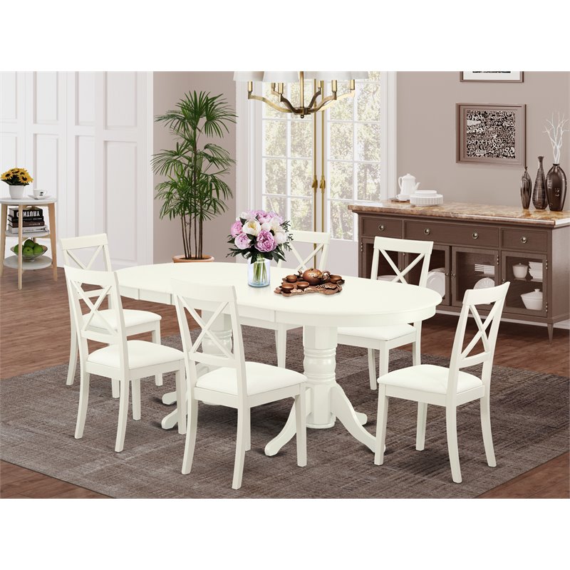 East West Furniture Vancouver 7-piece Dining Set with Leather Chairs in White