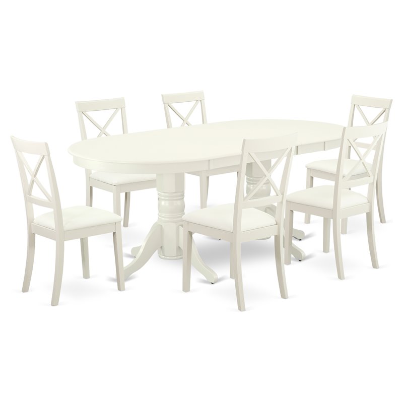 East West Furniture Vancouver 7-piece Dining Set with Leather Chairs in White