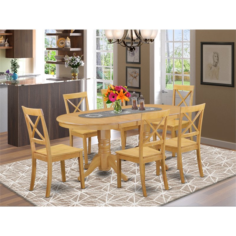 East West Furniture Vancouver 7-piece Wood Dining Room Table Set in Oak