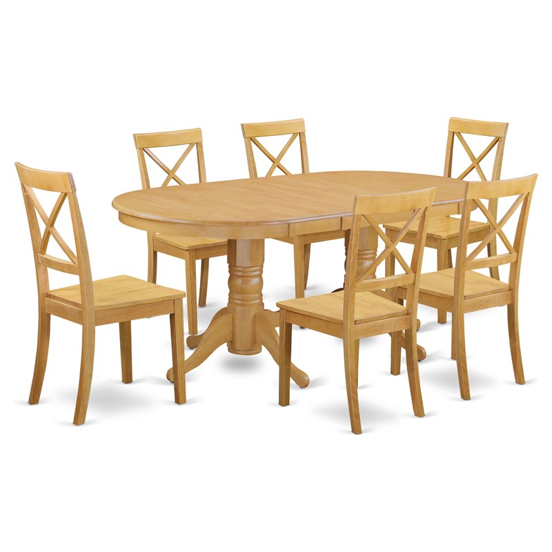 East West Furniture Vancouver 7-piece Wood Dining Room Table Set in Oak