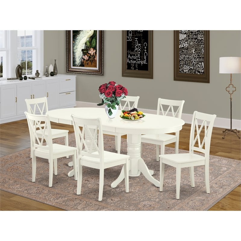 East West Furniture Vancouver 7-piece Wood Dining Room Set in Linen White