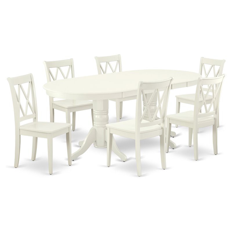 East West Furniture Vancouver 7-piece Wood Dining Room Set in Linen White