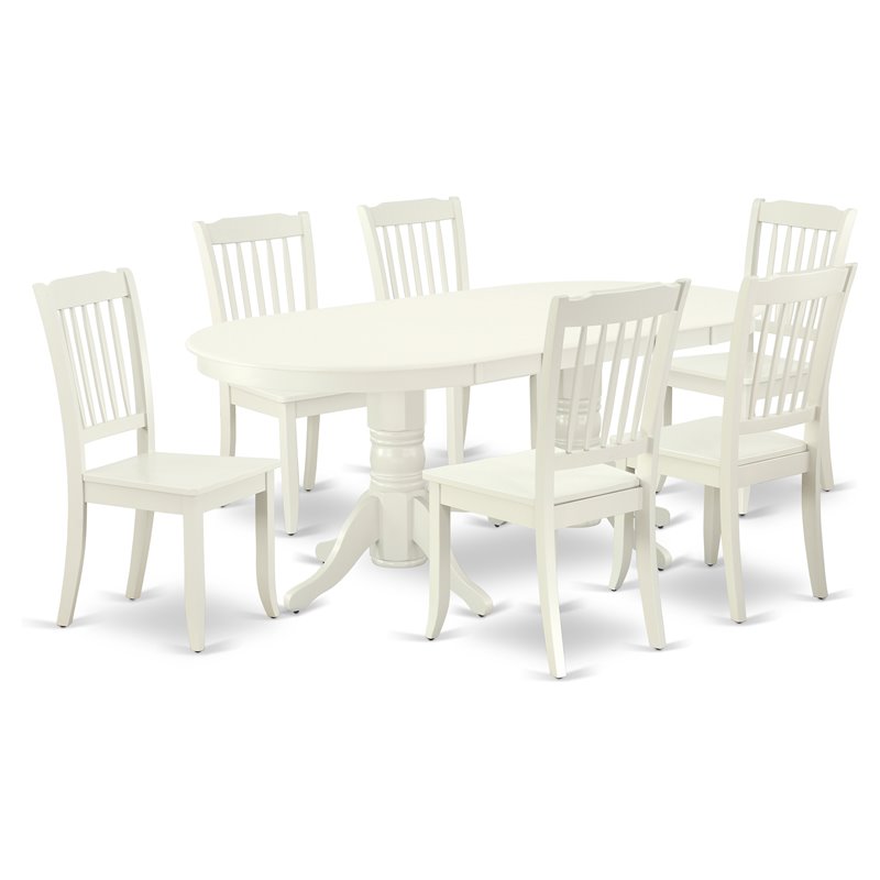 East West Furniture Vancouver 7-piece Wood Dining Table and Chair Set in White