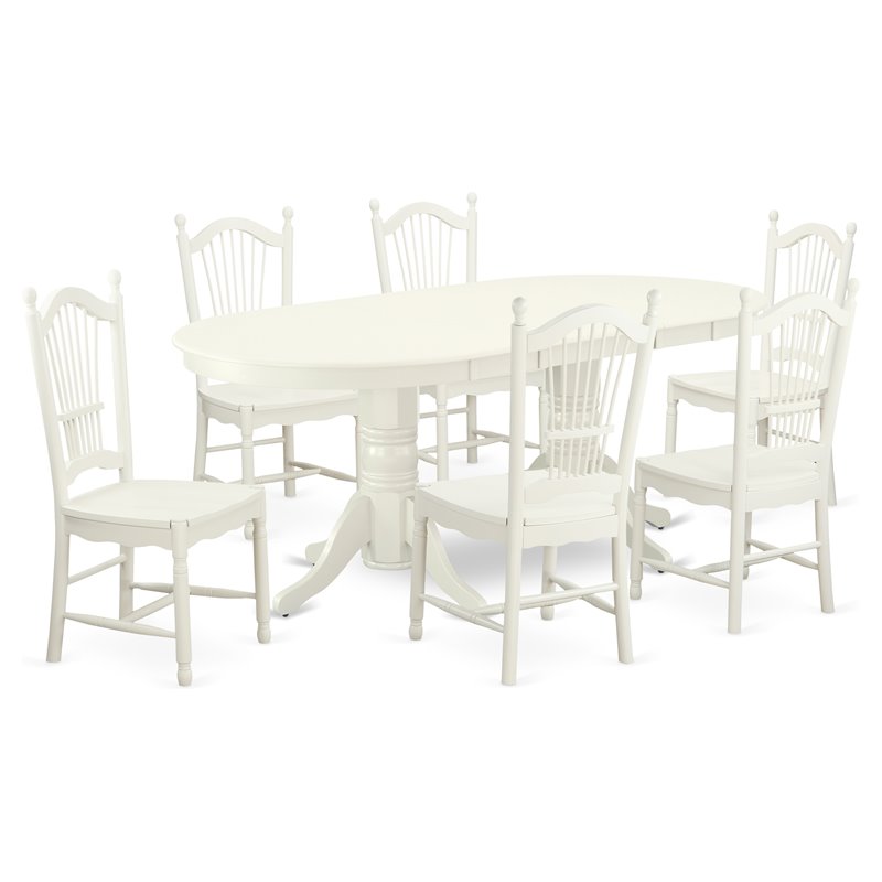 East West Furniture Vancouver 7-piece Wood Dining Table and Chairs in White