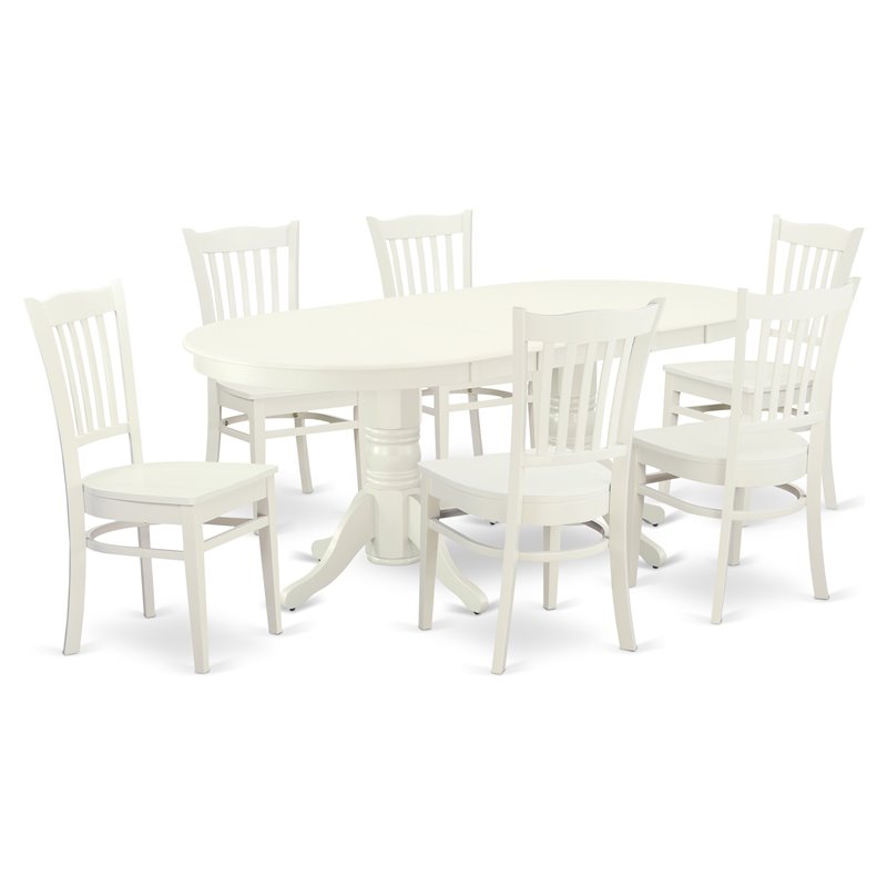 East West Furniture Vancouver 7-piece Wood Table and Dining Chair Set in White