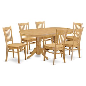 East West Furniture Vancouver 7-piece Wood Dinette Table Set in Oak