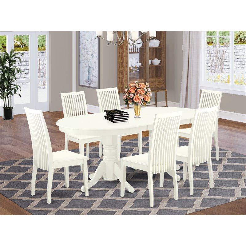 East West Furniture Vancouver 7-piece Wood Kitchen Set in Linen White