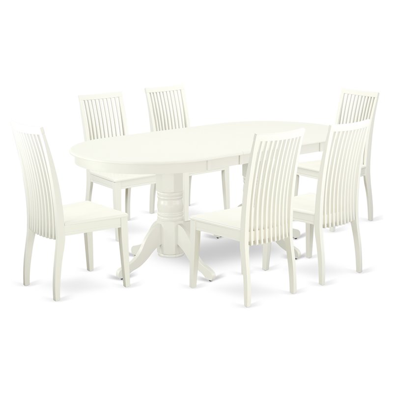 East West Furniture Vancouver 7-piece Wood Kitchen Set in Linen White