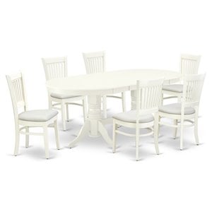 East West Furniture Vancouver 7-piece Dining Set with Linen Seat in White