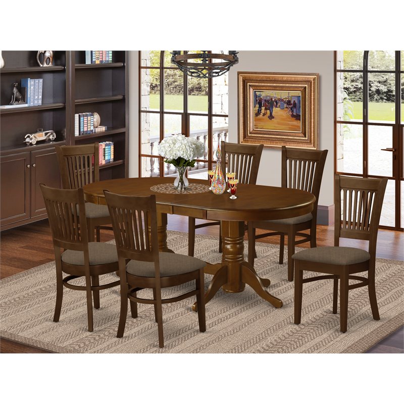 East West Furniture Vancouver 7-piece Wood Dining Table Set in Espresso