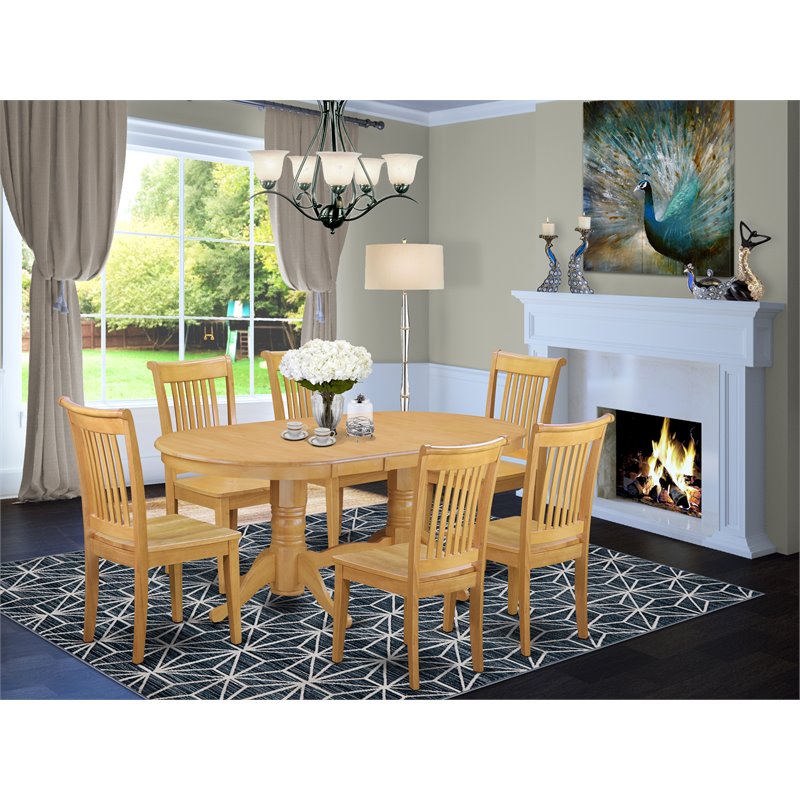 East West Furniture Vancouver 7-piece Wood Dining Set in Oak