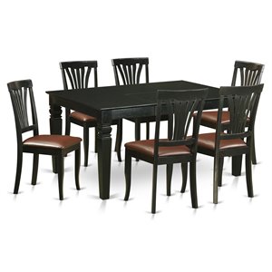 East West Furniture Weston 7-piece Wood Kitchen Set in Black