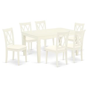 East West Furniture Weston 7-piece Dining Set with Linen Seat in Linen White