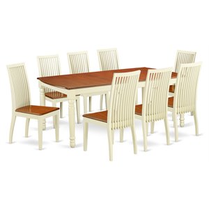 East West Furniture Dover 9-piece Wood Kitchen Set in Buttermilk/Cherry