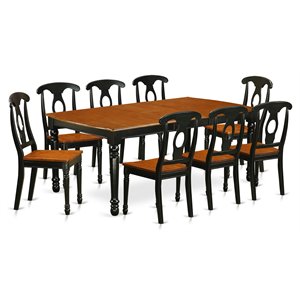 East West Furniture Dover 9-piece Wood Dining Room Table Set in Black/Cherry