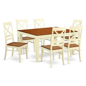 East West Furniture Weston 7-piece Wood Kitchen Table and Chairs in Cherry