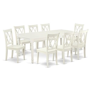 East West Furniture Dover 9-piece Wood Dining Set with X-Back Chairs in White