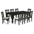 East West Furniture Logan 9-piece Wood Dining Set with Linen Seat in Black