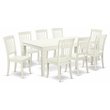 East West Furniture Logan 9-piece Wood Dining Room Set in Linen White