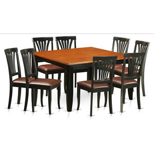 East West Furniture Parfait 9-piece Wood Dining Room Set in Black/Cherry