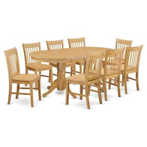East West Furniture Vancouver 9-piece Wood Dinette Set in Oak