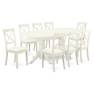 East West Furniture Vancouver 9-piece Dining Set with Leather Chairs in White